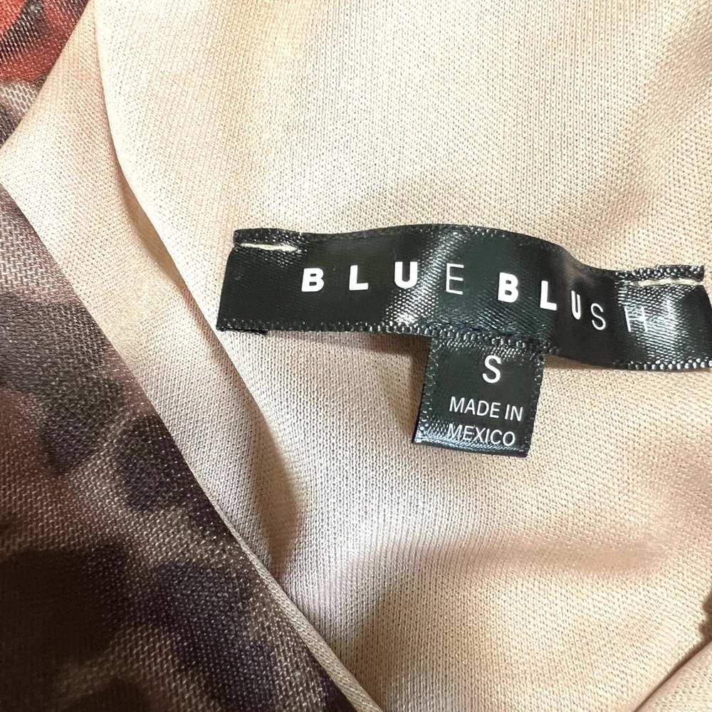 Blue Blush Leopard Print Mesh Maxi Dress with Floral Accents - Picture 9 of 10